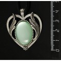 Кулон пластик мятный (эффект опала) "сердце с крыльями", овал 25х18мм