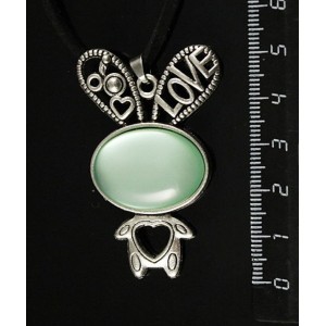 Кулон пластик мятный (эффект опала) "зайчик", овал 25х18мм