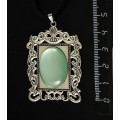 Кулон пластик мятный (эффект опала) "портрет", овал 25х18мм