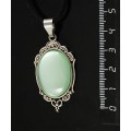 Кулон пластик мятный (эффект опала) "медальон", овал 25х18мм