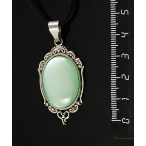 Кулон пластик мятный (эффект опала) "медальон", овал 25х18мм