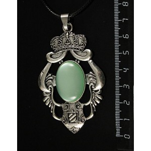Кулон пластик мятный (эффект опала) "императрица", овал 25х18мм