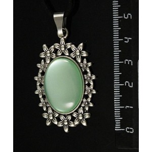 Кулон пластик мятный (эффект опала) "клумба", овал 25х18мм