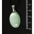 Кулон пластик мятный (эффект опала), простой овал 25х18мм