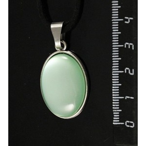 Кулон пластик мятный (эффект опала), простой овал 25х18мм