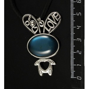 Кулон пластик изумрудный (эффект опала) "зайчик", овал 25х18мм