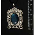Кулон пластик изумрудный (эффект опала) "портрет", овал 25х18мм