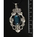 Кулон пластик изумрудный (эффект опала) "императрица", овал 25х18мм