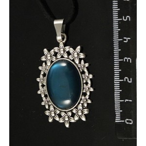 Кулон пластик изумрудный (эффект опала) "клумба", овал 25х18мм