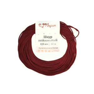 Шнур синтетический нейлоновый 0,8 мм цвет темная вишня 10 метров/упаковка