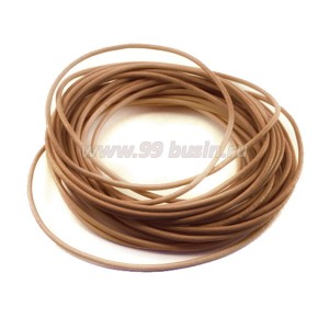 Шнурок натуральная кожа 2 мм светлый коричневый, 5 метров/упак