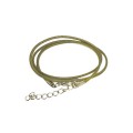 Шнурок капроновый, бледный оливковый 43 см*1,5 мм + 5 см удлинительная цепочка, с карабином, 1 штука