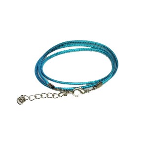 Шнурок капроновый, морская волна 43 см*1,5 мм + 5 см удлинительная цепочка, с карабином, 1 штука