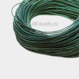 Шнур вощеный 1 мм  тёмно-зеленый 65 метров/упаковка