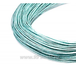 Шнур вощёный 1 мм, цвет бирюзовый, в пасме, 100% хлопок около 66 метров
