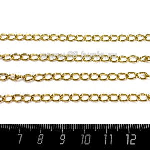 Цепочка нержавеющая сталь (stainless steel) запаянные звенья 5*4*0,6 мм, золото, 1 метр/упаковка