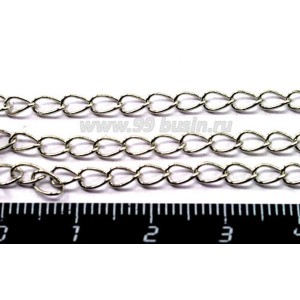 Цепочка Запаянные звенья 5*4 мм, цвет никель, 1 метр/упак