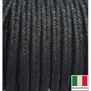 Сутаж премиум Италия 4 мм цвет Nero Metal (чёрный металлик) 1 метр