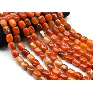 Бусины из агата пати тонированного прямоугольник 15*18мм цвет рыжий, 38см, 19 бусин