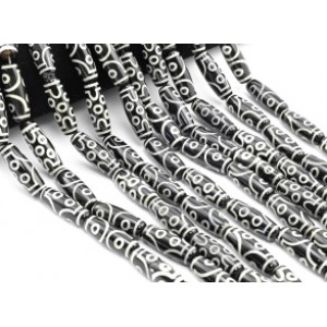 Бусины Дзи "Семь глаз" из агата бочонок 10*30мм, 29см, 10 бусин Бусины Дзи "Семь глаз" из агата бочонок 10*30мм, 29см, 10 бусин