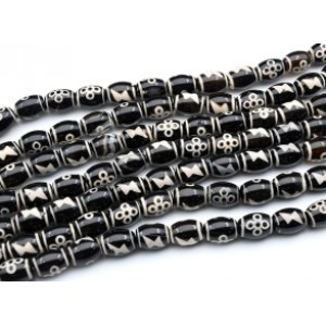 Бусины Дзи "Пять глаз с молнией" из агата бочонок 10*14мм, 34см, 25 бусин