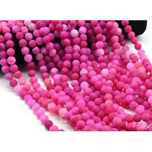 Бусины из агата пати тонированного шарик 10мм цв.фуксия матовый, 36см, 38 бусин