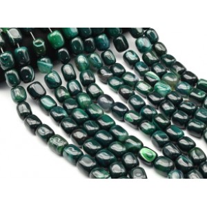 Бусины из агата тонированного прямоугольник 15*18мм цвет изумрудный, 38см, 19 бусин