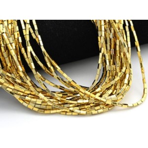 Бусины из гематита брусок 2*4мм цв.золотистый, 40см, 97 бусин