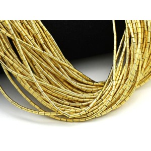 Бусины из гематита цилиндр 2*4мм цв.золотой, 40см, 94 бусин