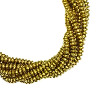 Натуральный камень ГЕМАТИТ спейсер 4*2 мм, цвет темное античное золото, 40 см/нить