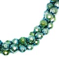 Натуральный камень ГЕМАТИТ бусины круглые граненые 8 мм, цвет зелено-голубой мультиколор, около 40 см/нить