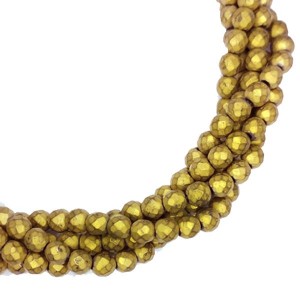 Натуральный камень ГЕМАТИТ бусины круглые граненые 4 мм, цвет матовый оливковый металлик (неравномерная окраска), около 40 см/нить