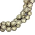 Натуральный камень ГЕМАТИТ бусины круглые граненые 8 мм, цвет матовый светлая бронза (неравномерная окраска), около 40 см/нить
