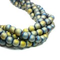 Натуральный камень ГЕМАТИТ бусины круглые 6 мм, цвет матовый оливково-синий мультиколор (неравномерная окраска), около 40 см/нить