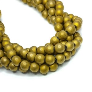 Натуральный камень ГЕМАТИТ бусины круглые 6 мм, цвет матовый оливковый металлик (неравномерная окраска), около 40 см/нить