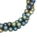 Натуральный камень ГЕМАТИТ бусины круглые 8 мм, цвет матовый оливково-синий мультиколор (неравномерная окраска), около 40 см/нить