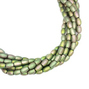 Натуральный камень ГЕМАТИТ рис 5*3 мм, цвет матовый розово-зеленый мультиколор 40 см