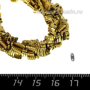 Натуральный камень ГЕМАТИТ "Бусина с двумя отверстиями" 5*2*1 мм цвет античное золото, около 20 см/нить Натуральный камень ГЕМАТИТ "Бусина с двумя отверстиями" 5*2*1 мм цвет античное золото, около 20 см/нить