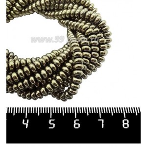 Натуральный камень ГЕМАТИТ рондель 4*2 мм, цвет бронза, 40 см/нить