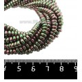 Натуральный камень ГЕМАТИТ рондель 4*2 мм, цвет розово-зеленый мультиколор, 40 см/нить