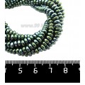 Натуральный камень ГЕМАТИТ рондель 4*2 мм, цвет голубовато-зеленый мультиколор, 40 см/нить