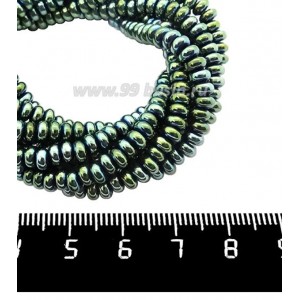 Натуральный камень ГЕМАТИТ рондель 4*2 мм, цвет голубовато-зеленый мультиколор, 40 см/нить Натуральный камень ГЕМАТИТ рондель 4*2 мм, цвет голубовато-зеленый мультиколор, 40 см/нить