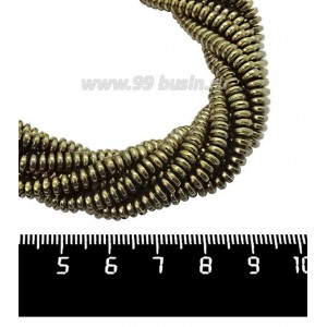 Натуральный камень ГЕМАТИТ спейсер 4*2 мм, цвет бронза, 40 см/нить