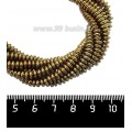 Натуральный камень ГЕМАТИТ спейсер 4*2 мм, цвет античное золото, 40 см/нить