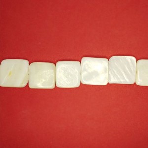 Перламутр натуральный на нитке, бусина Неровный квадрат, плоский примерно 15*3 мм, цвет белый, нить 18 см/12 шт