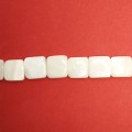 Перламутр натуральный на нитке, бусина Квадрат плоский 11-12*3 мм, цвет белый, нить 18 см/16 шт