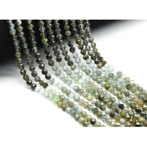 Бусины из турмалина зеленого шарик гр.4мм, 39см, 96 бусин