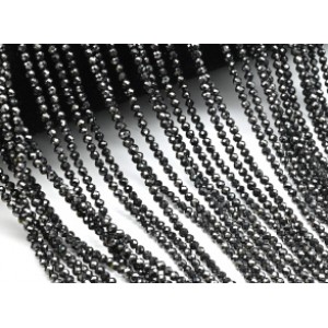 Бусины из фианита шарик гр.2мм цв.черный, 37см, 180 бусин (иск.)