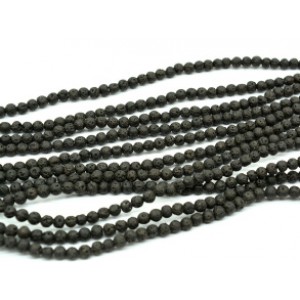 Бусины из лавы шарик 5мм цв.черный, 39см, 88 бусин
