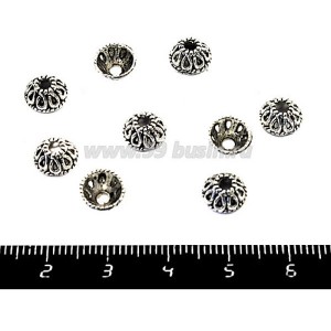 Шапочка для бусин Капельки 8*4 мм, цвет старое серебро 10 шт/упак